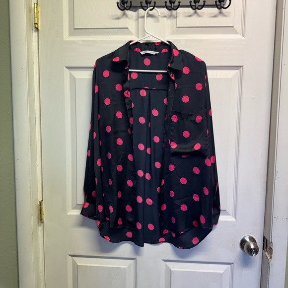 ZARA Black and Red Polka Dot Shirt - Picture 4 of 10